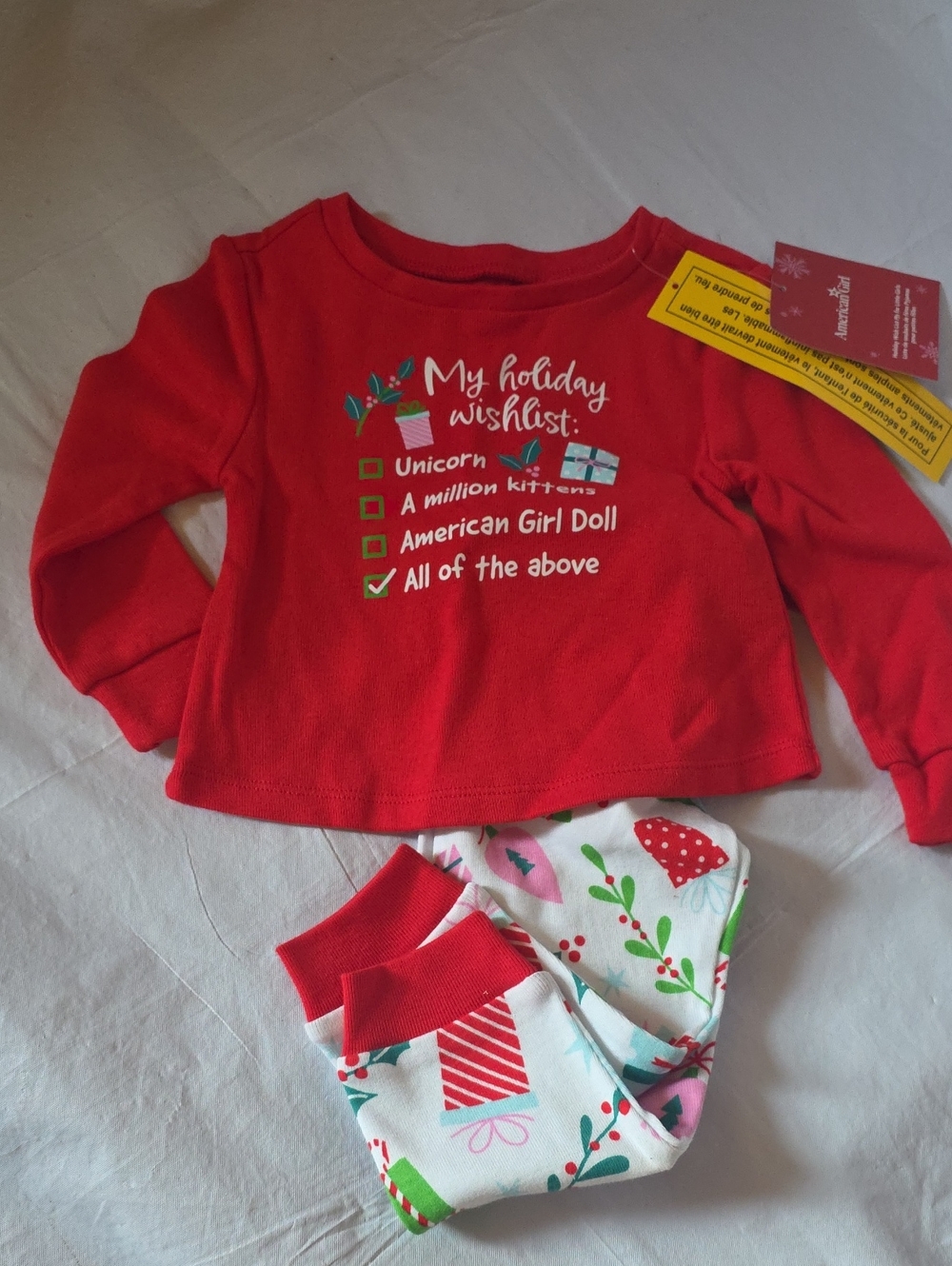 American Girl NWT Toddler Pajamas Holiday Christmas 2T